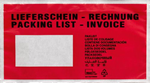 Versandtasche „Lieferschein/Rechnung“