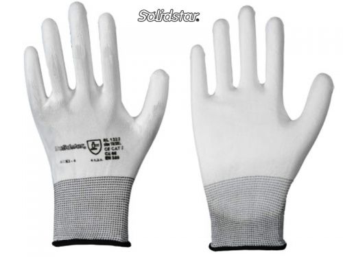 Feinstrick-Handschuh wei mit PU-Beschichtung
