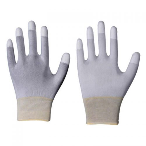 Nylon-Feinstrick-Handschuh Fingerkuppen mit PU-Beschichtung wei