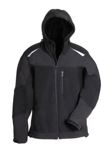 Fleecejacke / Polyester mit Kapuze / SCHWARZ