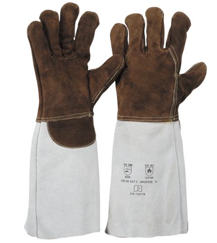 Sebatanleder-Handschuh / 35 cm / hitzebestndig / wrmeisolierendes Spezialfutter