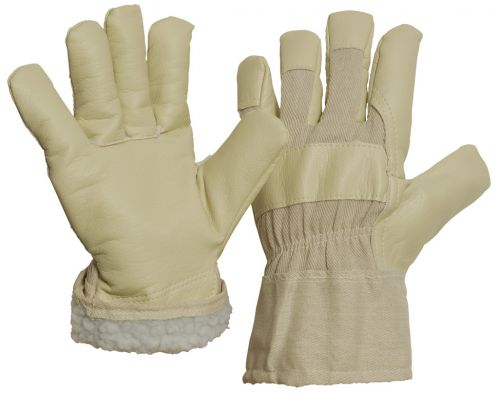 PU-Winterhandschuh / 88 PU-WAA / Baumwoll- Rcken und -stulpe / komplett mit Teddyfutter