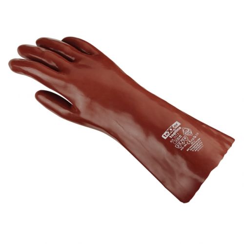 Chemikalienschutz-Handschuh PVC / texxor / 45cm Lnge / rotbraun