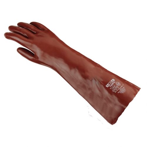 Chemikalienschutz-Handschuh PVC / texxor / 58cm Lnge / rotbraun