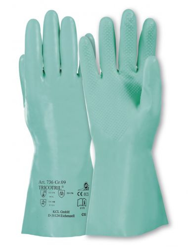 Handschuhe Tricotril 736, Nitril, Stulpe, vollb., 29-31cm - grn