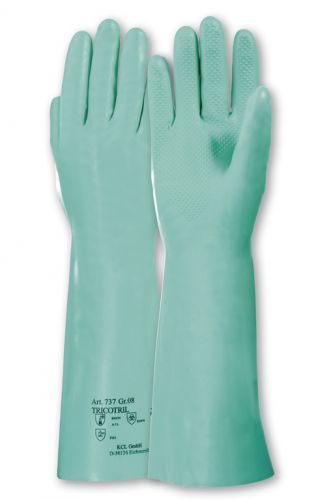 Handschuhe Tricotril 737, Nitril, Stulpe, vollb., 39-41cm - grn