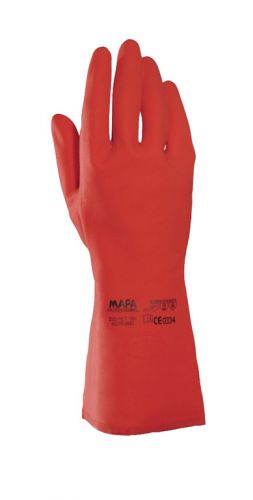 Handschuhe  VITAL 181, NaturLatex / Nitril, gerade Stulpe, gekrnt, 30cm - rot