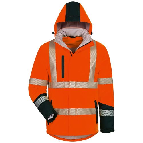 SVERRE Wattierte Warnschutz-Softshelljacke / orange-marine / Gr. S - XXXL