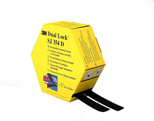 3M Dual Lock™ SJ354D, 40 Kpfe/cm2, Innen Schwarz, 25mm x 5m x 5,7mm