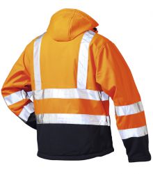 Warnschutz-Softshell Jacke Bill mit Kapuze, orange,Reflexmaterial 3M