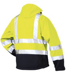 Warnschutz-Softshell Jacke mit Kapuze, gelb, Reflexmaterial 3M