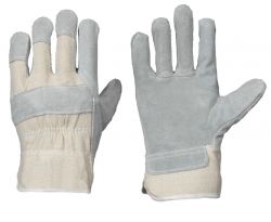 Rindkernspaltleder Handschuh / CE CAT 2 / natur / weißer Canvas-Rücken / Größe 10