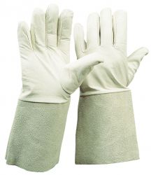 Nappaleder-Handschuh / Länge 35 cm / mit Spaltlederstulpe / CE CAT 2
