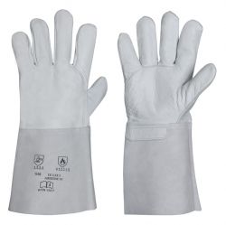 Nappaleder-Handschuh / Länge 35 cm / Spaltlederstulpe / CE CAT 2