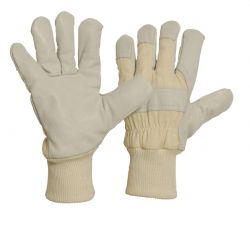 Rindnarbenleder-Handschuh mit Moltonfutter / Doppelnaht / Strickbund / Gre 11