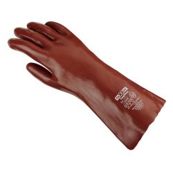 Chemikalienschutz-Handschuh / PVC rotbraun / 35cm Länge