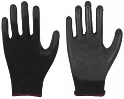 Polyester-Feinstrick-Handschuh mit PU-Beschichtung / schwarz / CE CAT 2
