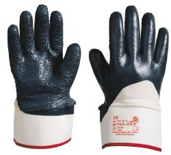 Handschuhe Nitex-Grip 177,Nitril, Segeltuchstulpe, teilb. - blau