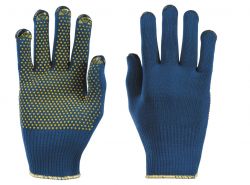 Handschuhe PolyTRIX BN 914, PA/PVC, Strickbund, Noppen, 23-27cm - blau/gelb