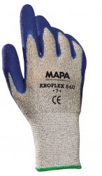 Handschuhe KRYTECH 840,Kunstfaser/Latex, Strickbund, teilbeschichtet, 23-26cm, blau