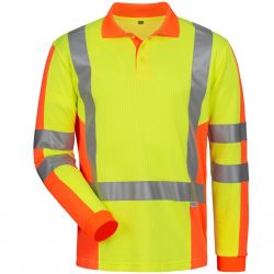 VEENDAM UV- und Warnschutz Langarm Polo-Shirt / gelb-orange / Gr. XS - XXXL