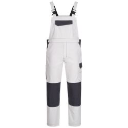 HOTTON Twill Latzhose wei/grau