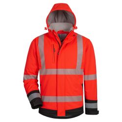 KALEB wattierte Warnschutz-Softshelljacke rot/schwarz